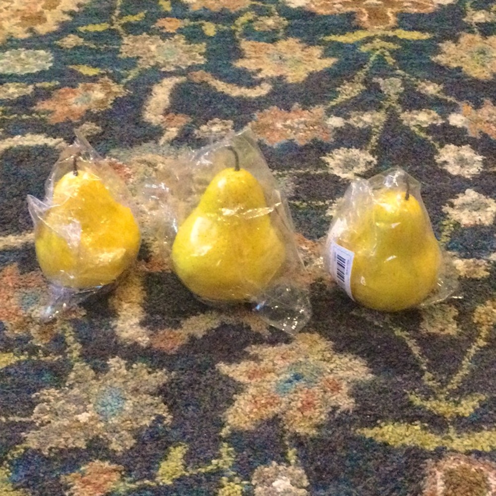 3 Artifical Fake LifeLike Golden Pears.
